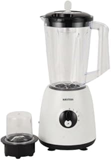 Krypton 2-in-1 Blender- KNB6601/ 600 W, Powerful Motor with 4 Speed Setting and Pulse/Transparent and Unbreakable Jars with Sharp Blade, Grinder Attachment/White, 2 Years Warranty