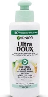 Garnier Hydrating Leave-in-Cream, Intensely Nourishes and Revitalizes Hair, With Almond Milk, For All Hair Types, Vegan Formula, Ultra Doux, 200ml (Pack may vary)