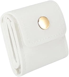 Mini Travel Jewelry Bag with Buckle Foldable Multifunctional Jewelry Organizer Pouch for Earrings Rings Necklaces Portable Jewelry Storage Case (White)