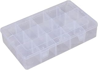 Plastic Jewelry Box Organizer with 15 Compartments Adjustable Dividers Large Storage Container for Rings Beads Craft Supplies Home Use