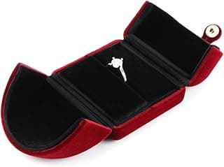Red Wine Velvet Ring Box Couple Proposal Jewelry Gift Box Engagement Ring Boxes Jewelry Display Storage for Wedding Anniversary