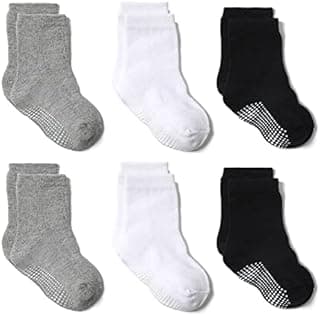 GoodTool 6 Pairs Baby Kids Anti-slip Socks Cotton non-skid Ankle Socks, Fit for 3-5 Years Old Kids-L