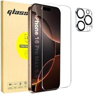 [1+1 Pack] iPhone 16 Pro Max Tempered Glass Screen Protector with Camera Lens Protector, Shatterproof and Shockproof, HD 9H Hardness Bubble Free Scratch Resistant