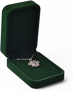 Woodten Woodten Luxury Green Velvet Pendant Box - 10.2x7.2x3.7cm Jewelry Gift Case for Necklace