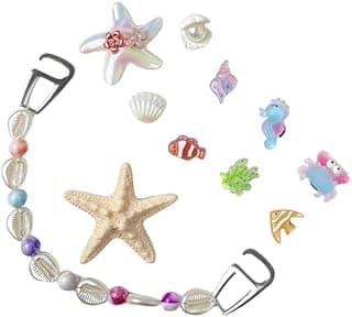 Starfish Seashell Shoe Decoration Charms, Crystal Pearl Charms Accessories for Shoes, Bracelets, Wristbands, Bags and Sandals – Gift for Birthdays, Parties, Holidays.