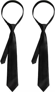 Bukela Bukela 2PCS Black Ties for Men, Adjustable Mens Ties 3.15" (8CM), Business Formal Neck Tie Suit Tie for Wedding Party Dating