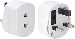 GoodTool GoodTool Europe to UK Adapter Plug, US to UK Shaver Plug Adapter, 2 Pin to 3 Pin 1A with Fuse, Heavy Duty Bathroom Socket Adapter for Shaver Toothbrush (White)