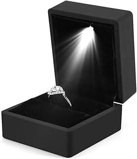Offermax Offermax Engagement Ring LED Light Ring Box Jewelry Gift Box (Black)