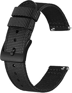 Braided Nylon Watch Band for Men and Women, Quick Release, Black Stainless Steel Buckle (Black)