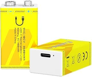 VENNERLI VENNERLI 2PCS 9V 6 F22 Rechargeable Lithium Batteries 9V 3600mWh High-Capacity 1000+ Cycles Ultra-Long Lasting Time Durable Cycle 2-Pack Set with Type-C Cabl