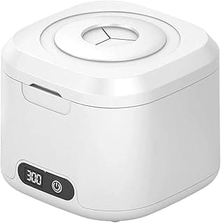 Azonee Ultrasonic Holder Cleaner, AZONEE 6 Purple Light Lamps, 49kHz, 304 Stainless Steel, Ideal for Jewelry & Makeup Brush Cleaning (White)