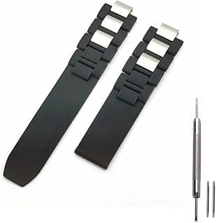 Kevisae Black Rubber Silicone Watch Band Compatible with Must De Cartier 21 Century Chronograph Quartz- Rubber Watch Band Strap for 20mm Cartier