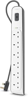 Belkin 6 Way/6 Plug Surge Protection Strip With 2 Meters Cord Length - Heavy Duty Electrical Extension Socket