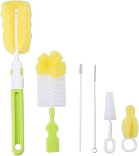 Bottle Cleaning Brushes Set 6pcs Baby Milk Bottle Brush with Pacifier Cleaner and Straw Cleaner Sponge Cleaner Brush for Breast Pump BPA Free