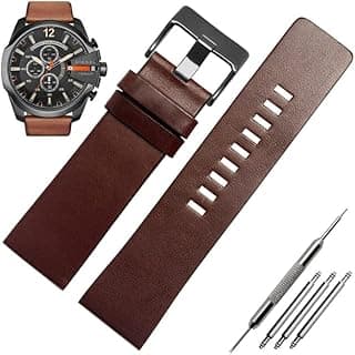 WATCHPRO - 28MM 30MM 32MM Soft Calf Leather Strap Striped Watch Band for DIESELs DZ4323 7333 Watch Strap Men's Wrist Watch Bands