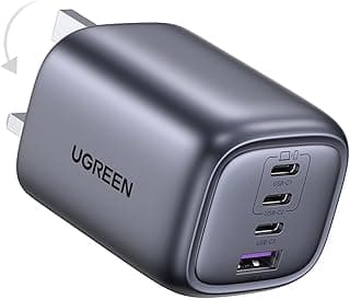 UGREEN Nexode 65W USB Charger Type C, 4 Ports GaN Fast Charging Plug with Foldable Pin Samsung S25 Ultra Wall Charge Head Laptop Adapter, Compatible with MacBook Air, iPad, Leveno, iPhone 17 Pro Max