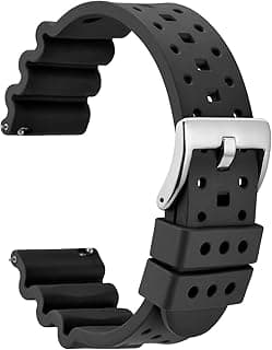 WOCCI WOCCI Ventilated FKM Rubber Watch Bands (Not Silicone), Fluororubber Straps for Diving Watches, Quick Release, Stainless Steel Buckle, 18mm 20mm 22mm 24mm