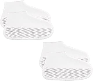 GoodTool 2 Pairs Of Rain Shoe Covers, Outdoor Waterproof And Rainproof, Portable Rain Boot, Shoe Accessories, Suitable For Outdoor Sports, Cycling, Biking, And Walking (White)