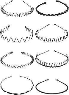 GoodTool GoodTool Metal Hair Band-a variety of Types of Anti-sliding Headwear Accessories Anti-slip Women Men's Motion Hair Accessories Black (8 -piece set)