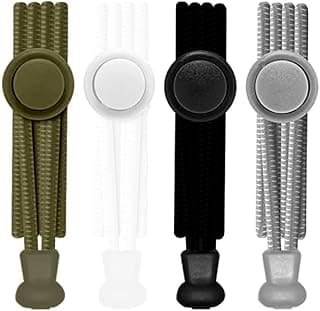 JZS Elastic No Tie Shoelaces One Size Fits All for Kids Adults, 4 Pack Tieless Flat Shoe Laces Replacement for Sneakers