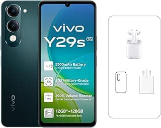 vivo Y29s Jade Green - 6GB RAM | 128GB Storage | 6.74" HD Display | 50MP Camera | 5500mAh Battery | IP64 Water & Dust Resistant | Earbuds | 24 Months Warranty