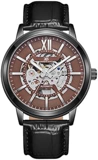 Kenneth Scott Men's DD2405AS Movement Watch, Automatic Display and Leather Strap - K24323-BLBH, Black, Black, strap