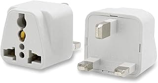 ECVV ECVV [2-Pack] USA/Canada/EU/AU to UAE Dubai UK HK Plug Converter, 3-Pin Travel Adapter Plug, Universal Socket Travel Adaptor Converter for Business Trip Holiday Hotel Airport (White)