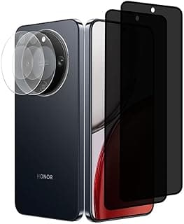 Privacy Screen Protector for Honor X9D 5G: [2+2] 2 Pack Tempered Glass Anti-Peeping Screen Protector & 2 Pack Camera Lens Protector - 9H Hardness Anti Spy Protection Film (Black, Honor X9D 5G)