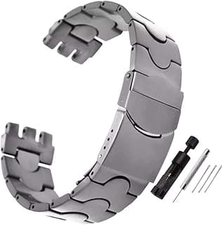 ZHUOLEI Swatch Watch Band Replacement Stainless Steel Watch Strap with Double-Lock, Replacement for Swatch Watches Men(17mm,19mm) with Tool