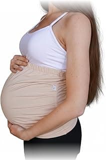 DefenderShield DefenderShield EMF & 5G Radiation Protection Baby Belly Band for Pregnancy & Maternity - Organic Bamboo/Cotton Blend (Large) Beige