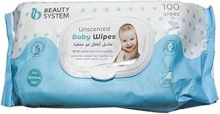 Beauty System Baby Wipes, Unscented, 100 Count, Sensitive Skin, Pure Water Formula, Single Pack, Alcohol-Free, Infant, Gentle Care, Natural, Disposable
