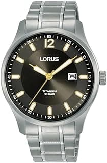 Lorus Men's Analogue Quartz Watch with Titanium Strap, Silver/Blue
