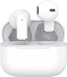 Half-in-Ear Wireless Bluetooth Earbuds White | High Quality Sound & Powerful Bass | Ergonomic & Lightweight Design | Stable & Fast Connection | Ideal for Daily Use & Sports