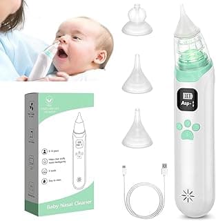 Electric Baby Nose Cleaner, 3 Silicone Tips and 3 Cleaner Levels, Anti-Backflow for Newborns, Toddlers with Music and Light