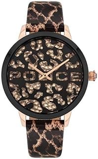 Police Bagan Black/Rose Gold Dial Leather Strap Analog Watch for Women, 36mm