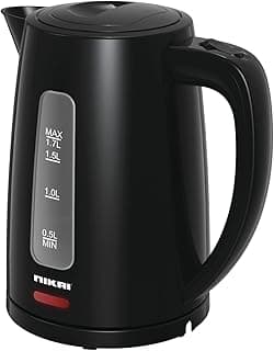 Nikai 1.7 Liter Cordless Kettle 1850-2200 Watts, Auto Shutoff, Boil Dry Protection, Water Gauge, Light Indicator, 360 Degree Rotation Base, 1.7 L, NK220AX Black