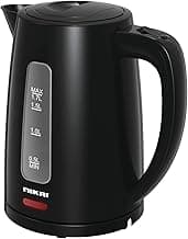 Nikai 1.7 Liter Cordless Kettle 1850-2200 Watts, Auto Shutoff, Boil Dry Protection, Water Gauge, Light Indicator, 360 Degree Rotation Base, 1.7 L, NK220AX Black