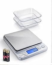 Digital Kitchen Scale 3000g 01 | Food Scale with Backlit LCD Display 2 Trays 6 Units Auto Shut-off PCS | Batteries Included grams Silver