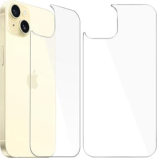 [2 Pack] Back Screen Protectors for iPhone 15, Bubble-Free & Scratch-Resistant Tempered Glass Back Film (6.1 inch)