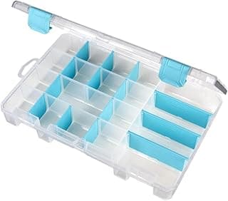 ArtBin ArtBin 6944AG Medium Anti-Tarnish Box with Removable Dividers, Jewelry & Craft Organizer, [1] Plastic Storage Case with Anti-Tarnish Technology, Clear with Aqua Accents