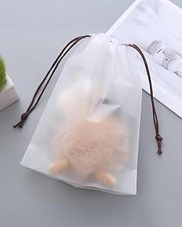 5PCS Shoe Bag for Travel Semi transparent Bundle Pocket Travel Storage Pulling Rope Drawstring Bag with Rope Portable, White 3, 12.6x16.5", Cute