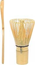 Matcha Whisk Set - 2 Piece Matcha Whisk (Chasen) + Bamboo Hooked Tea Spoon (Chashaku) - For Stirring Matcha Bamboo Matcha Tool (Bamboo color two -piece set)