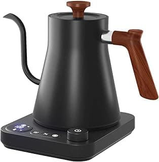 Gooseneck Electric Kettle with ±1°F Temp Control – 0.9L Stainless Steel Fast-Boil Kettle for Pour Over Coffee, Tea & Hot Water – Sleek Black Design, Precise Heating & Safe Auto Shut-Off
