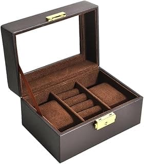 Tazweeq Tazweeq Watch Box, PU Leather Watch Display Jewelry Organizer for Men Women, Vintage-Style 2-Slot Jewelry Storage Organizer for Watches, Rings, Bracelets