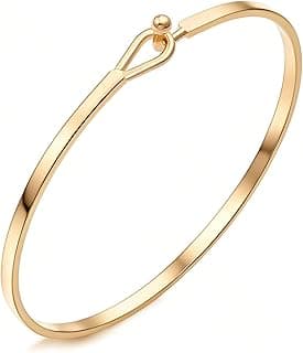 ASKIND ASKIND Dainty Gold Bar Bracelet for Women, Simple Delicate Thin Cuff Bangle Hook Bracelet, Gold Plated Handmade Minimalist Jewelry