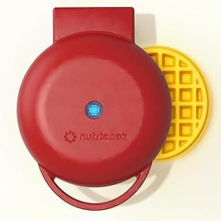 Nutricook Mini Waffle Maker 10cm Healthy Ceramic Coating for Belgian Waffles Quick Heat-Up, Compact Waffle Maker for Home, Kids, and Travel – Easy to Clean,red, 2 yrs warranty, NC-WM100R