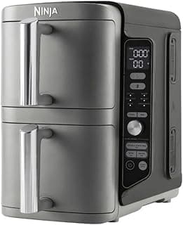 Ninja Double Stack XL Air Fryer, Vertical Dual Drawer Air Fryer with 4 cooking levels, 2 Drawers and 2 Racks, 9.5L Capacity, 6 Cooking Functions, 8 Portions, Grey, SL400ME, 2 Years Warranty