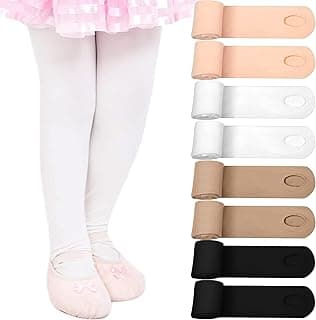 SYOSI SYOSI Girls Ballet Tights, 4 Pairs Soft Dance Tights for Toddler, Kids Soft Elasticity Bulk School Uniform Costume With Hole, Ballerina Athletic Leggings for 6-10 Year