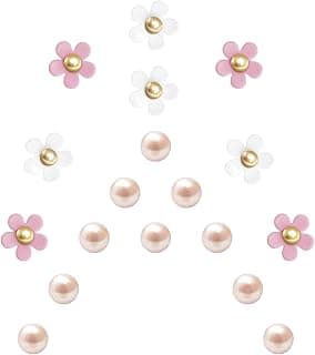 Aputue Aputue Shoe Charms, 18PCS Pearl Daisy Flower Shoe Accessories, Cute DIY Shoe Clips Decorations for Women Girls Kids Party Favors Gifts