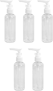 Lawazim Lawazim Plastic Travel Lotion Bottle Set -5 Piece 100ml- Clear Empty Refillable Pump Bottles with Clip-Lock -Ideal for Skincare Shampoo Essential Oil Hand Sanitizer Toiletries -for Travel and Home Use